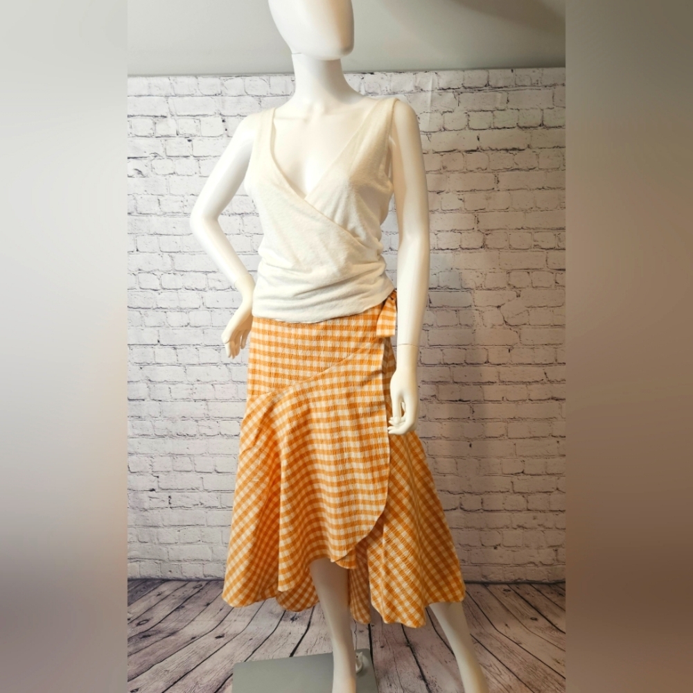 Paper London Gingham skirt yellow size 8
